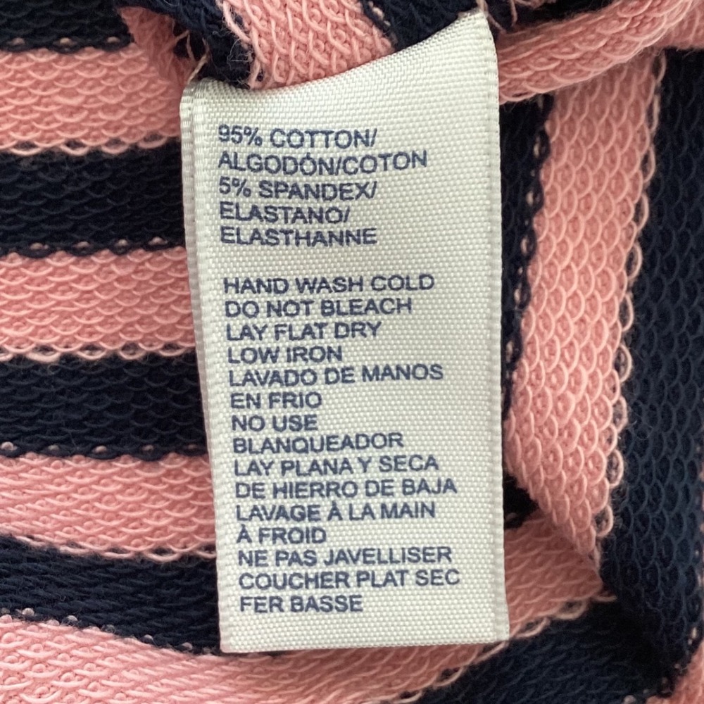 Rebecca Minkoff Cropped Talia Striped Sweatshirt Pink Navy Puff Sleeve XS - Picture 6 of 7